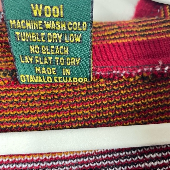 Ruminahui Wool Full Zip Sweater Mens Dream Catcher Long Sleeve Wolf Jacket Red - Picture 8 of 10